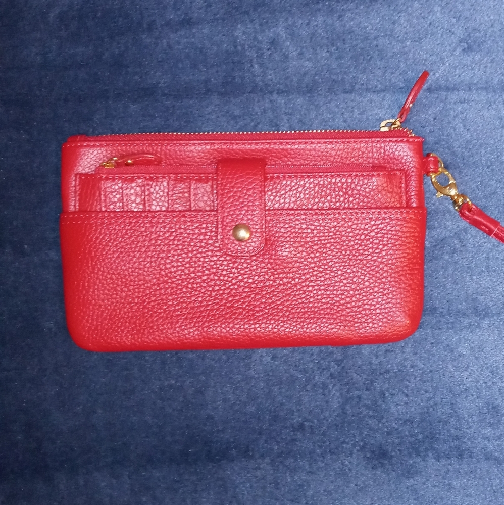 Lodis Red Leather Wristlet
